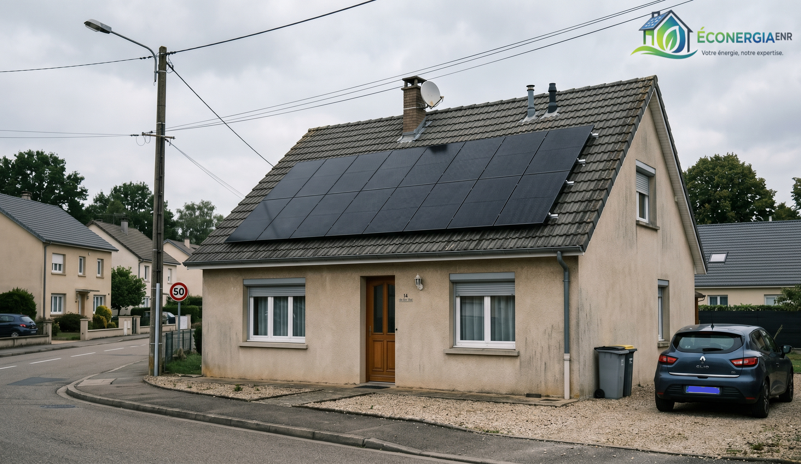 Installation panneaux solaires AIKO Full Black sur une toiture à Thionville - Expertise Econergia